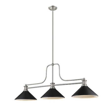 Z-Lite Melange 3 Light Chandelier, Brushed Nickel & Matte Black 725-3BN-MMB